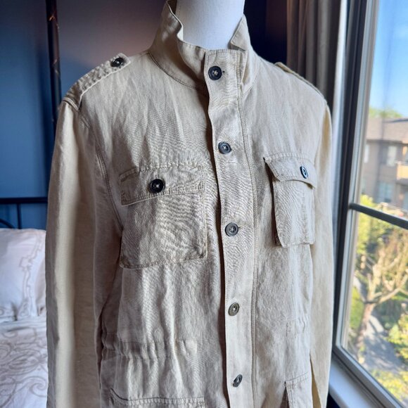 Michael Stars  100% Linen Light Khaki Jacket - Picture 5 of 14